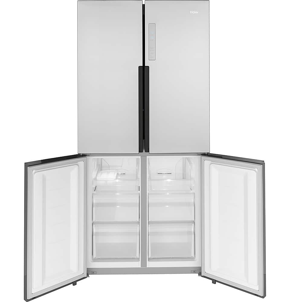Alt View 16. Haier - 16.8 Cu. Ft. 4-Door French Door Counter Depth Refrigerator with LED Lighting - Stainless Steel.