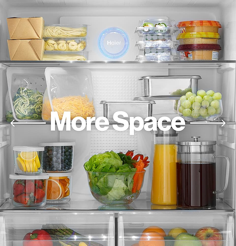 Alt View 23. Haier - 16.8 Cu. Ft. 4-Door French Door Counter Depth Refrigerator with LED Lighting - Stainless Steel.