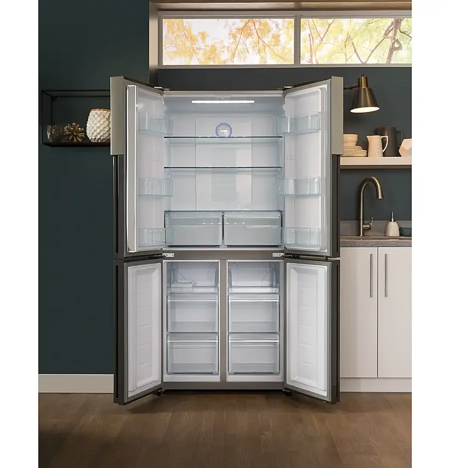 Alt View 25. Haier - 16.8 Cu. Ft. 4-Door French Door Counter Depth Refrigerator with LED Lighting - Stainless Steel.
