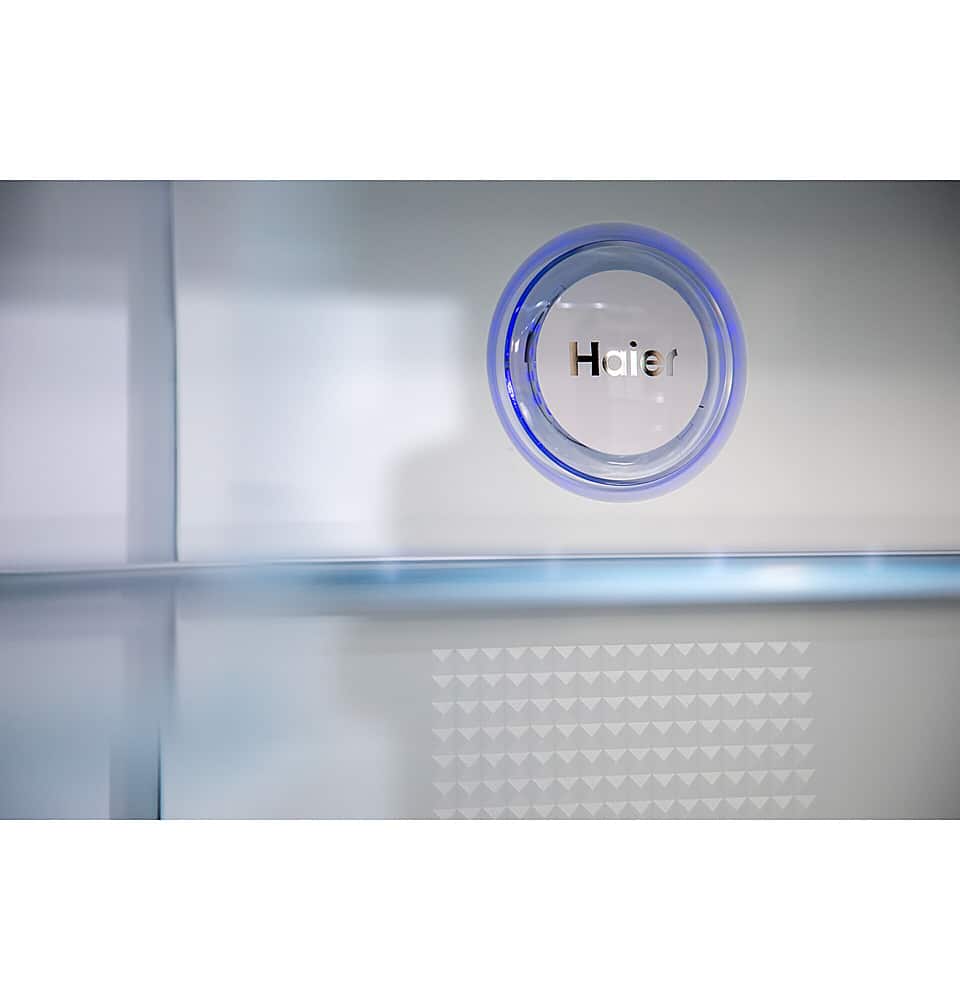 Alt View 30. Haier - 16.8 Cu. Ft. 4-Door French Door Counter Depth Refrigerator with LED Lighting - Stainless Steel.