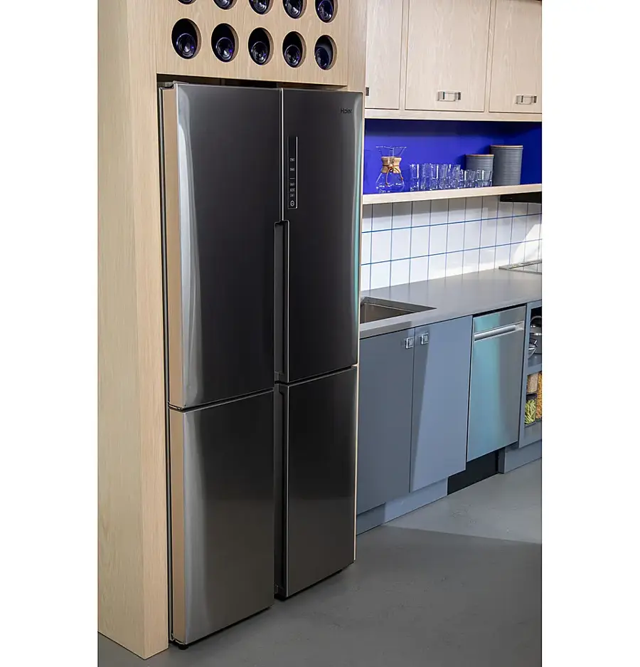 Alt View 31. Haier - 16.8 Cu. Ft. 4-Door French Door Counter Depth Refrigerator with LED Lighting - Stainless Steel.