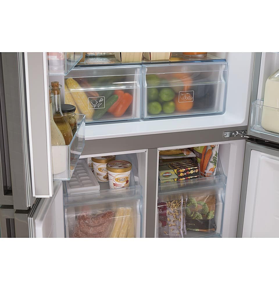 Alt View 36. Haier - 16.8 Cu. Ft. 4-Door French Door Counter Depth Refrigerator with LED Lighting - Stainless Steel.