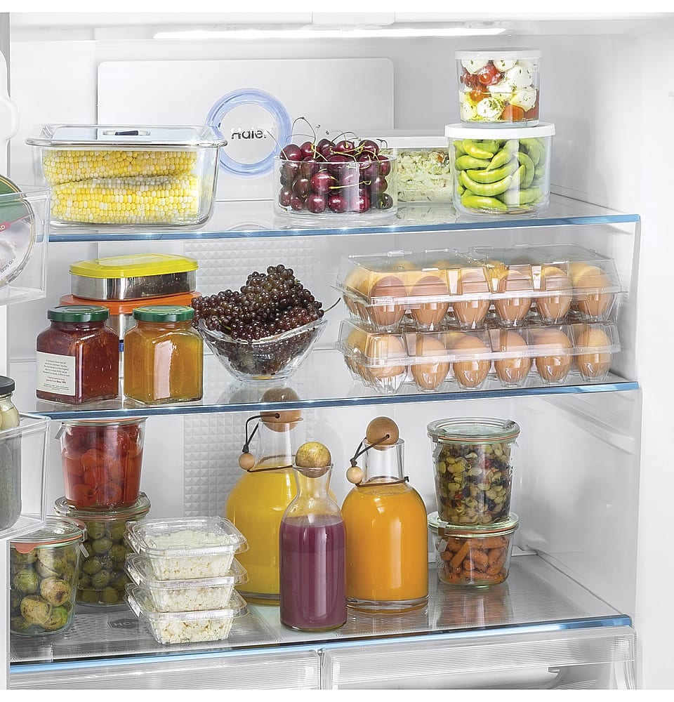 Alt View 37. Haier - 16.8 Cu. Ft. 4-Door French Door Counter Depth Refrigerator with LED Lighting - Stainless Steel.