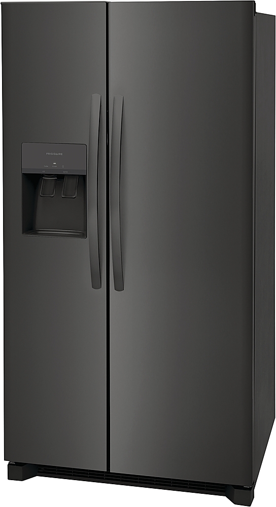 Left View: Frigidaire - 25.6 Cu. Ft. Side-by-Side Refrigerator - Black stainless steel