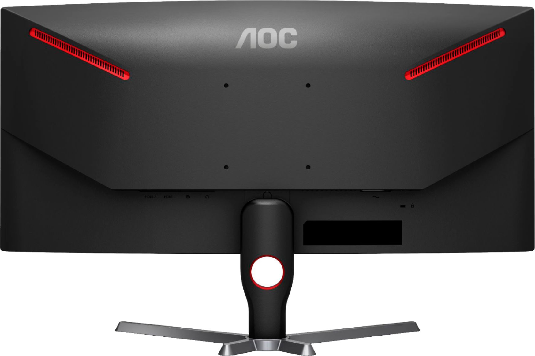 Back View: AOC - 27 LCD FHD FreeSync Monitor (DisplayPort VGA, HDMI) - Black, Red