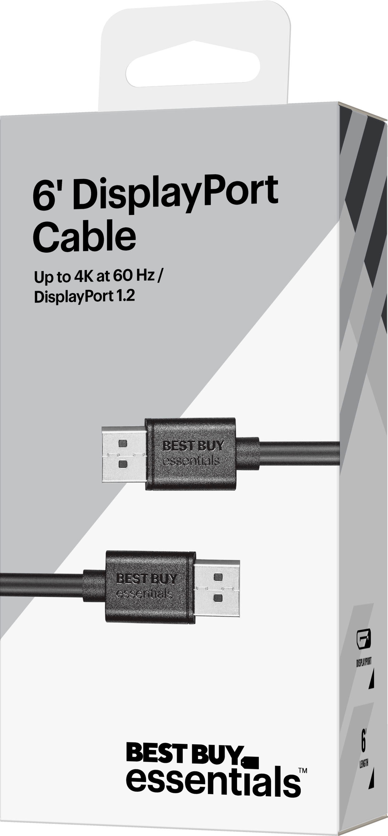 onn. 6' Display Port to Display Port Cable, Black