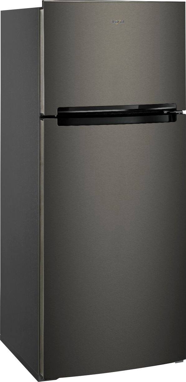 Angle. Whirlpool - 17.7 Cu. Ft. Top Freezer Refrigerator - Black Stainless Steel.