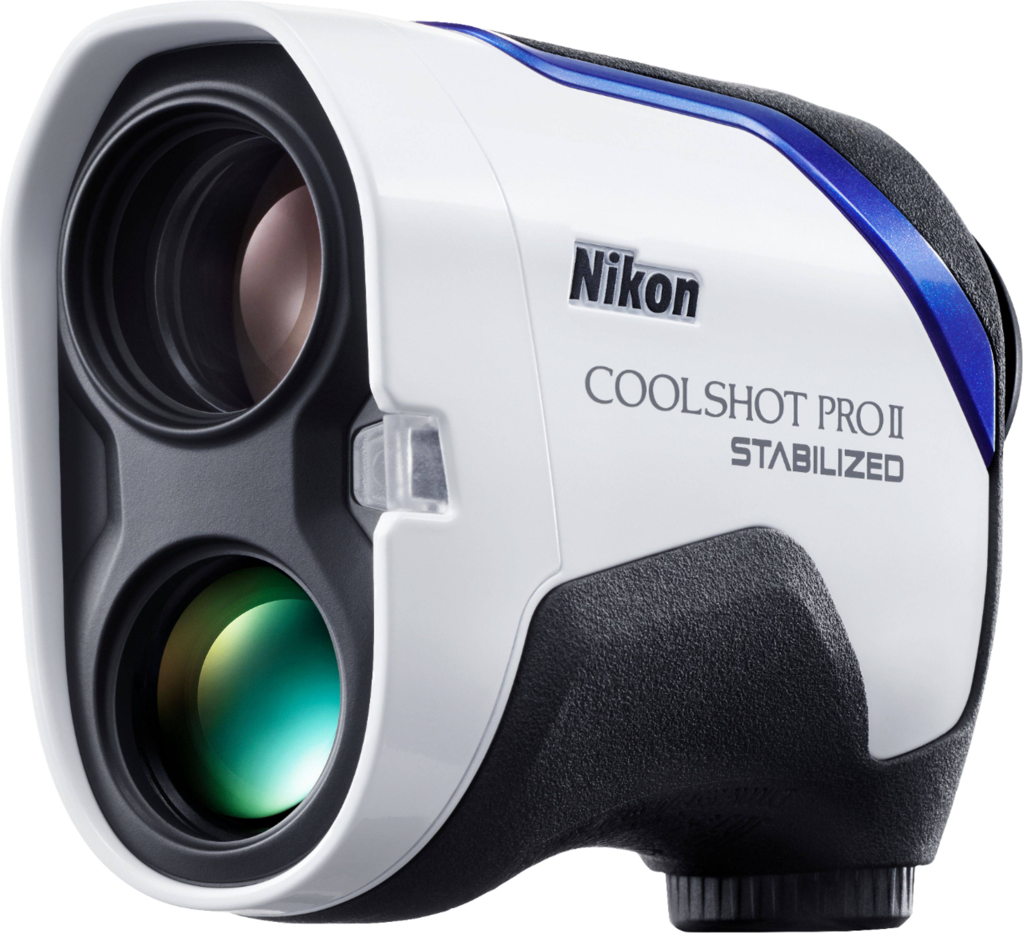 Left. Nikon - Coolshot ProII Stabilized Golf Laser Rangefinder - White/Blue/Black.