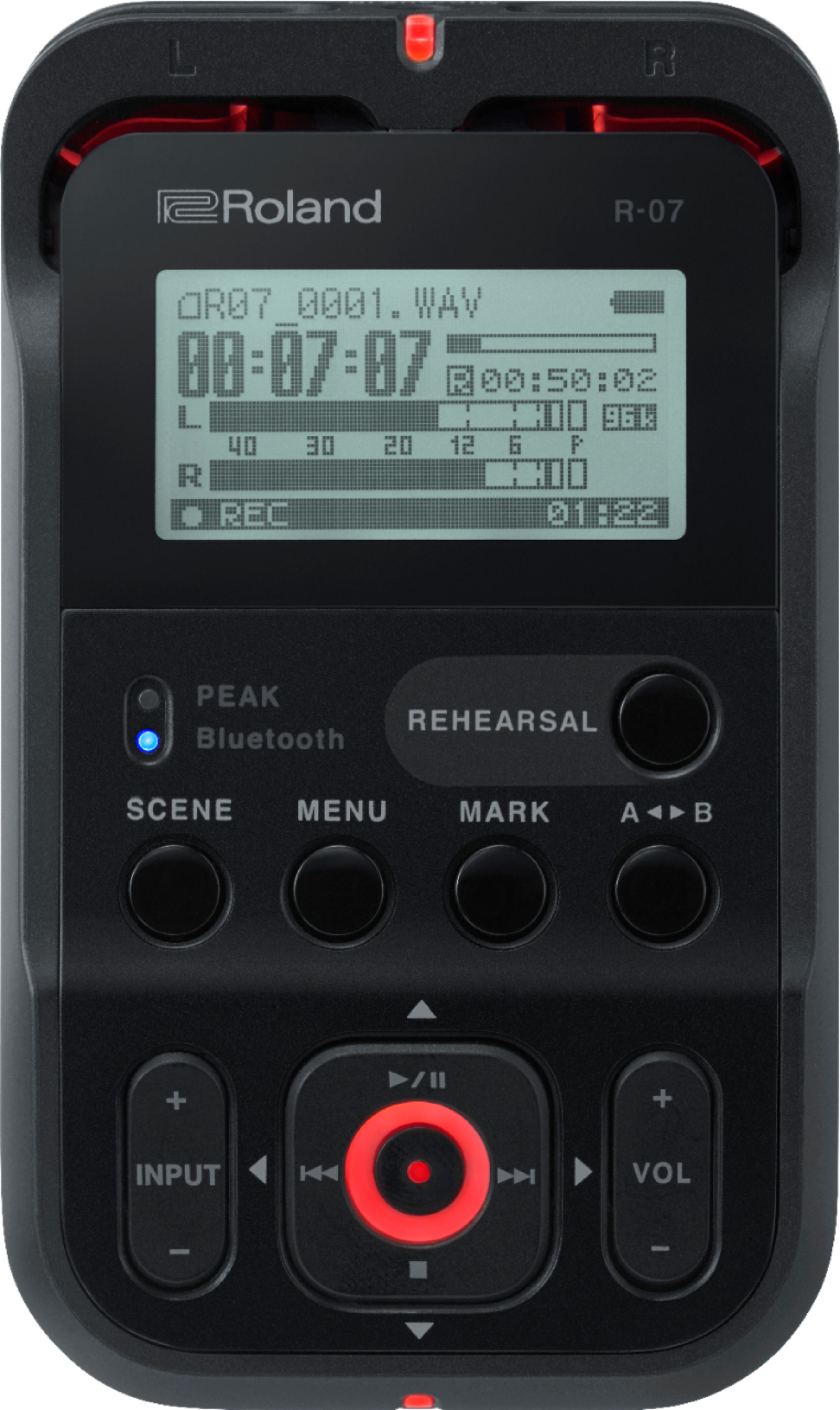 Roland - R-07 Handheld Audio Recorder - Black