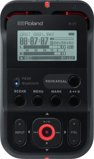 Front Zoom. Roland - R-07 Handheld Audio Recorder - Black.