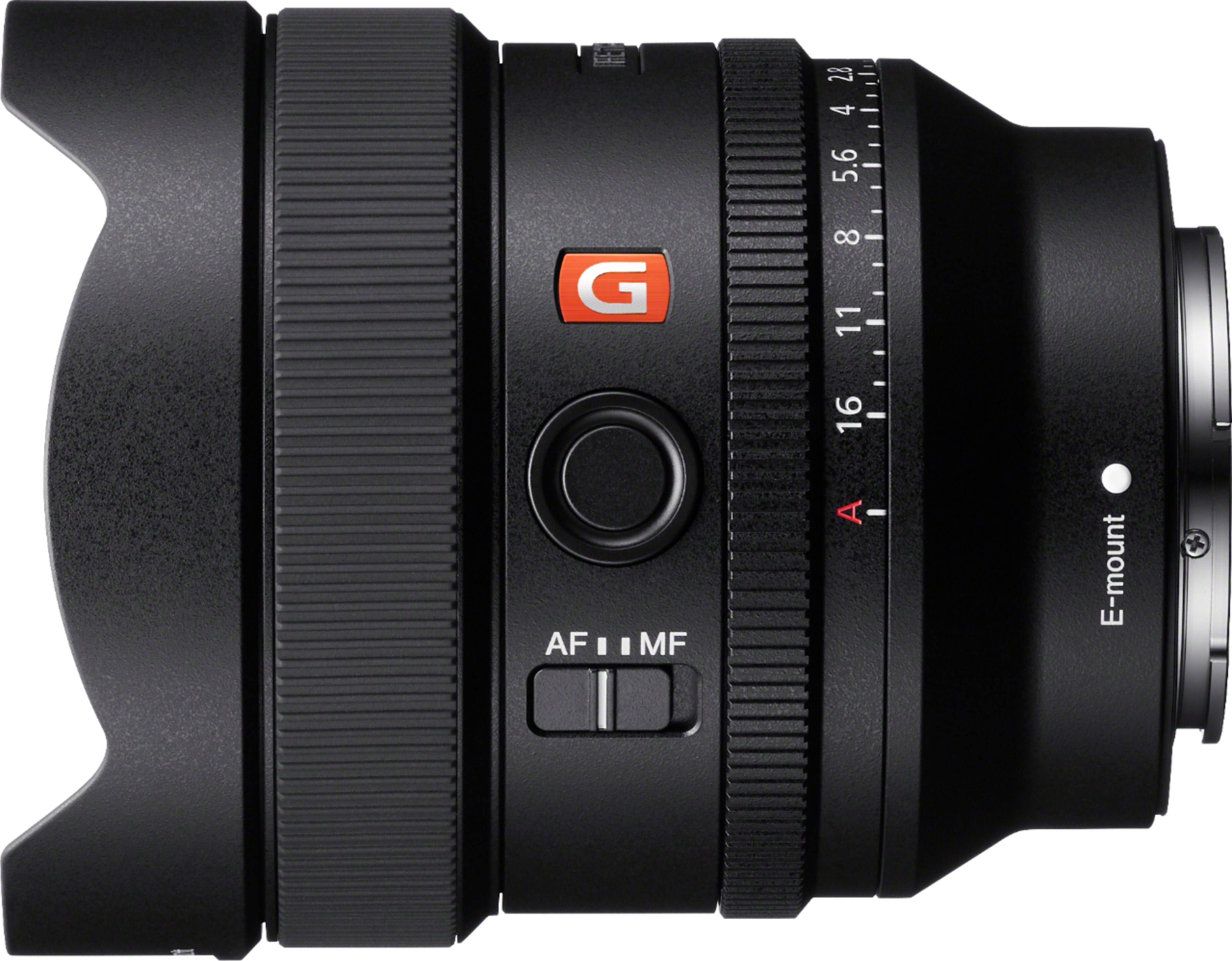 Left. Sony - FE 14mm F1.8 GM Full-frame Large-aperture Wide Angle Prime G Master Lens for Sony Alpha E-mount Cameras - Black.