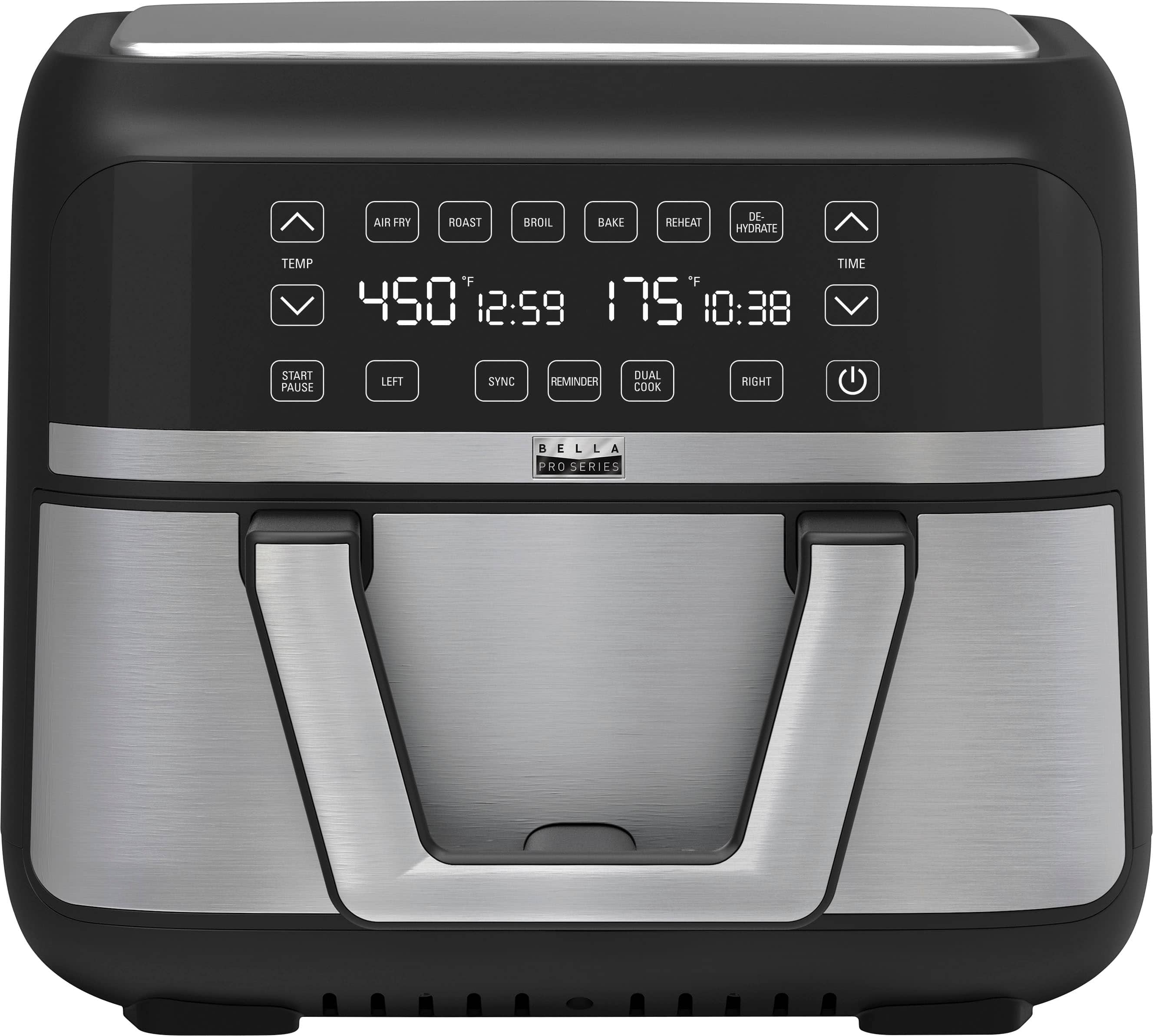 bella PRO - 9-qt. TriZone Touchscreen Air Fryer with Dual Flex Basket - Stainless Steel - Front_Zoom