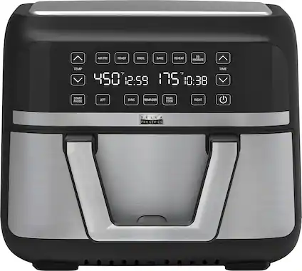 Angle. Bella Pro Series - 9-qt. Digital Air Fryer with Dual Flex Basket - Stainless Steel.