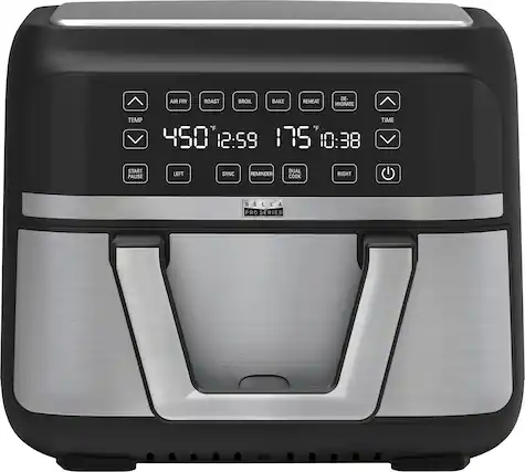 Angle. Bella Pro Series - 9-qt. Digital Air Fryer with Dual Flex Basket - Stainless Steel.