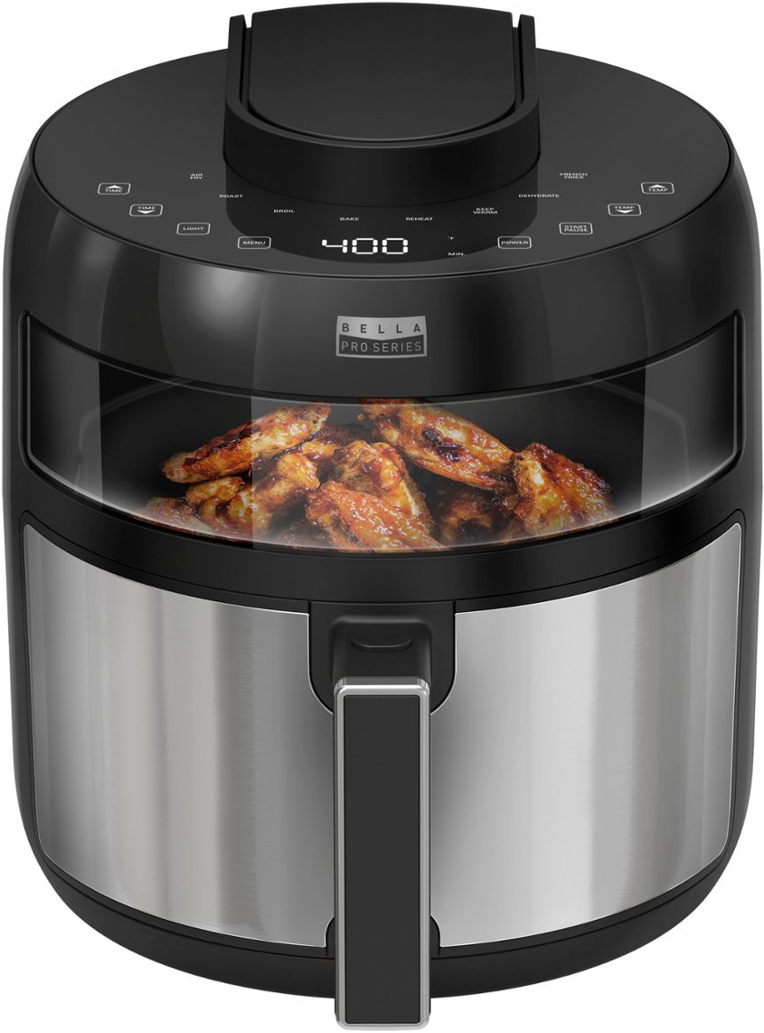 Zoom in on Alt View Zoom 11. Bella Pro Series - 5.3-qt. Digital Air Fryer with Viewing Window - Stainless Steel.