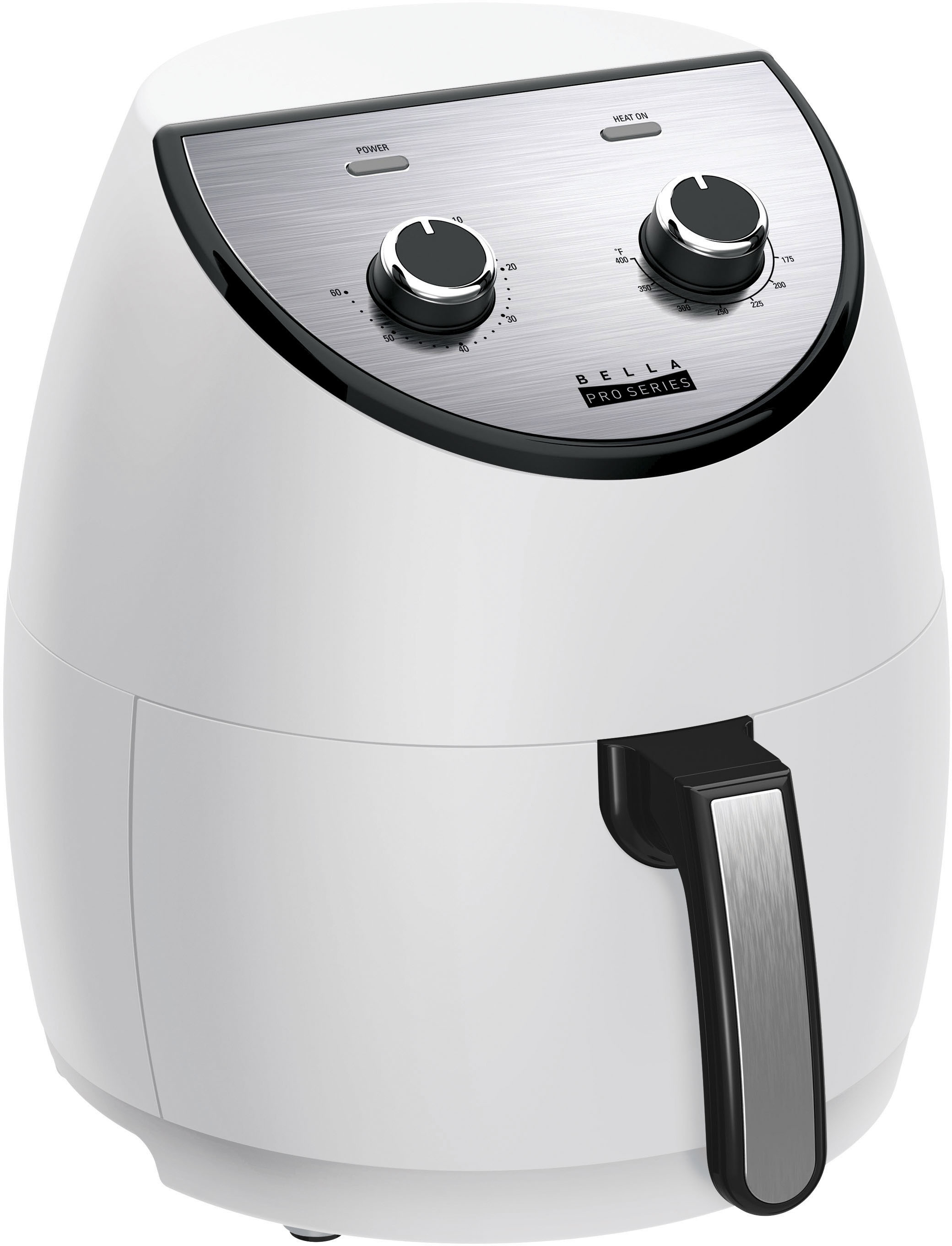 Left View: Bella Pro Series - 4.2-qt. Analog Air Fryer with Matte Finish - Matte White