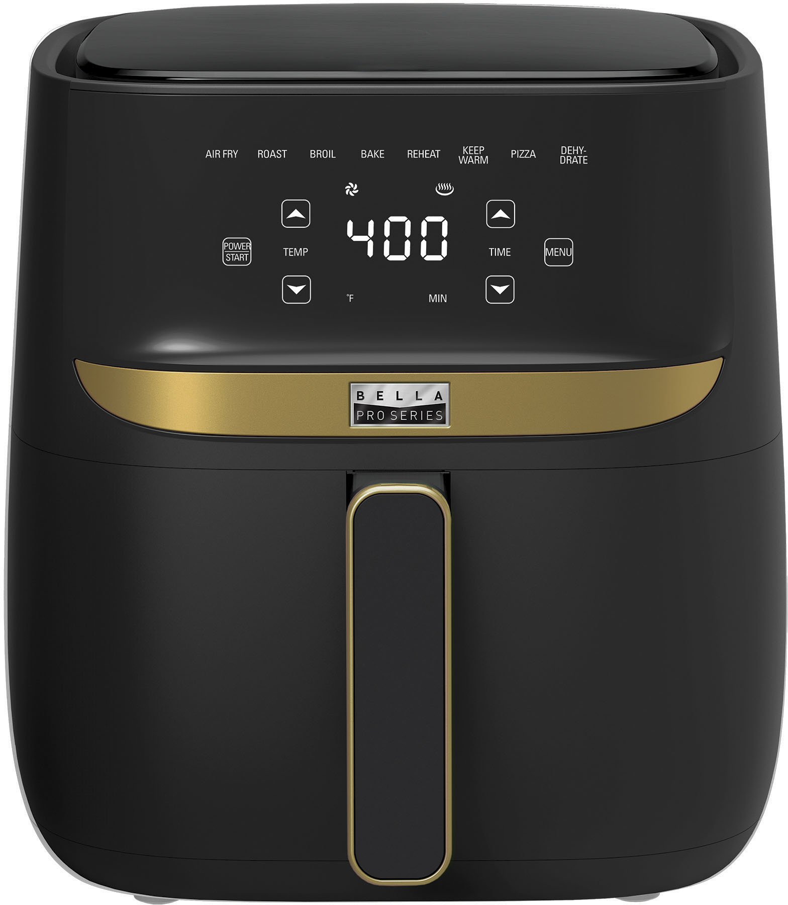 Bella Pro Series - 6-qt. Digital Air Fryer with Matte Finish - Matte Black with Gold Accents