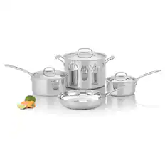 Alt View 11. Cuisinart - Chef's Classic Nonstick Stainless 7-Piece Set - Stainless Steel.