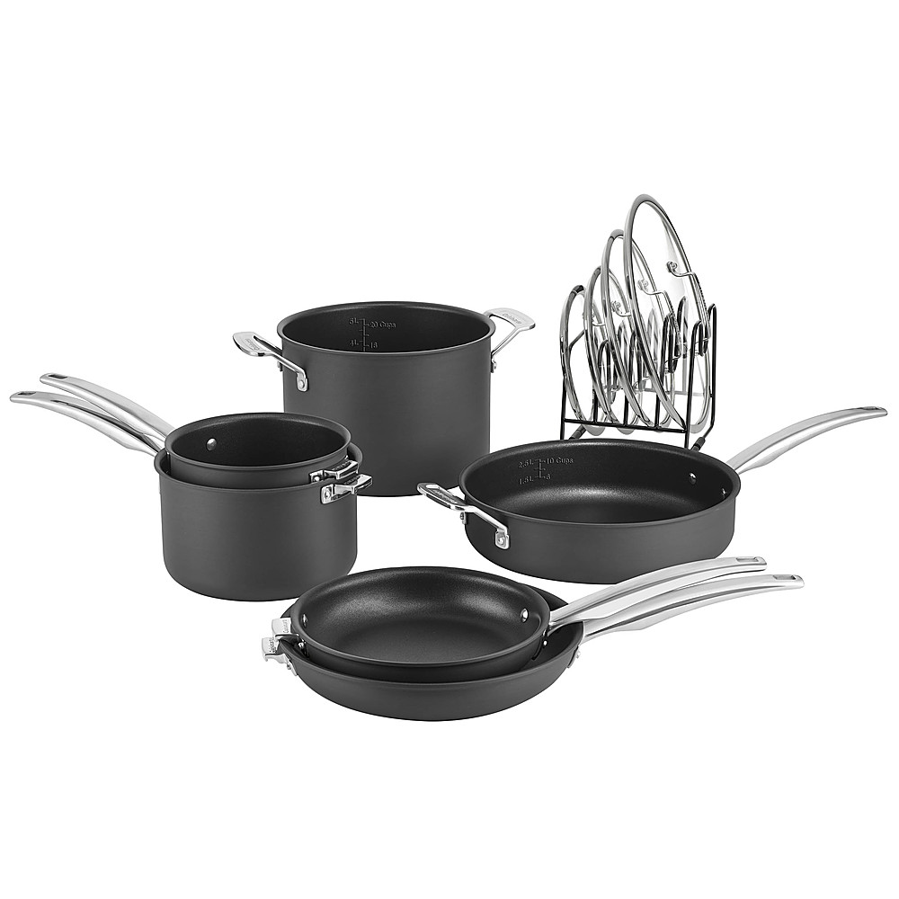 Cuisinart - Smartnest Hard Anodized Non-stick 11 Piece Cookware Set - Black