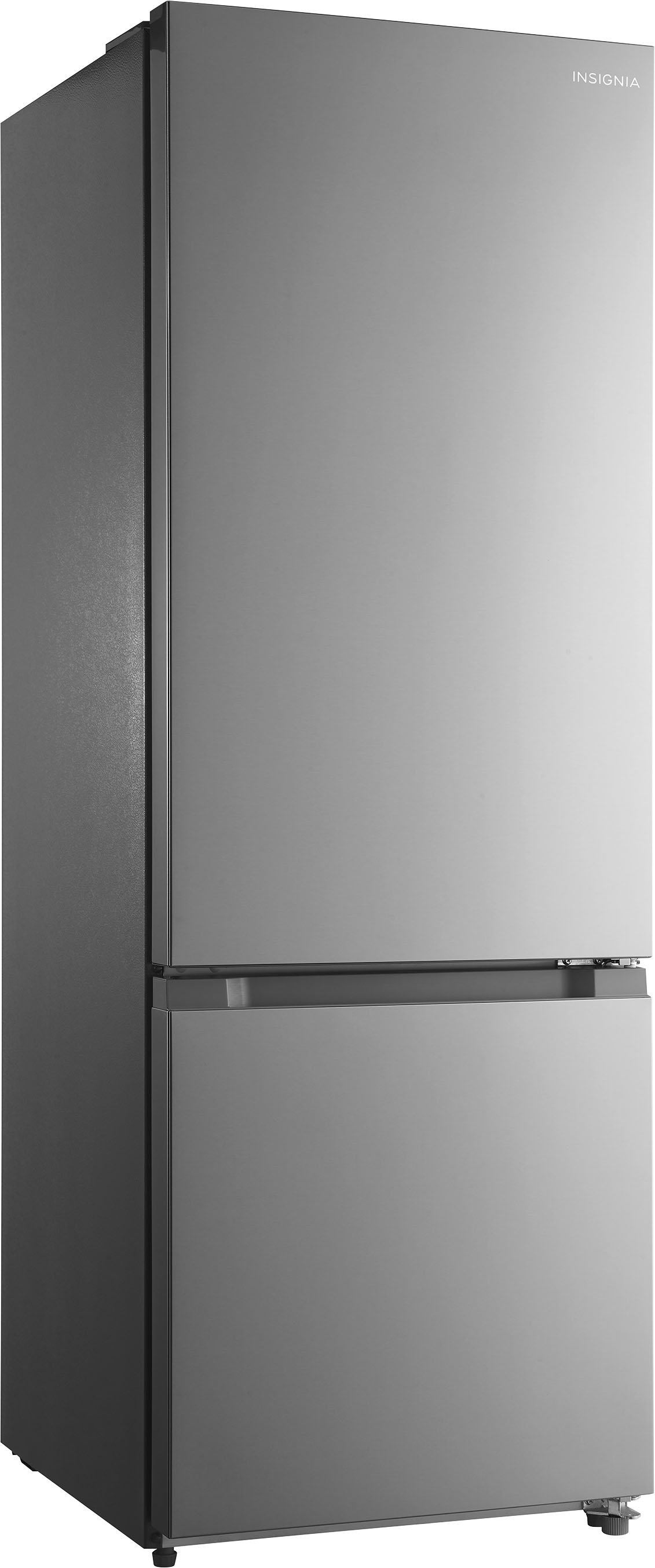 Angle View: Insignia™ - 11.5 Cu. Ft. Bottom Mount Refrigerator - Stainless steel