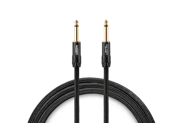 Front. Warm Audio - Premier Series 10' TS Instrument Cable - Black & Gold.