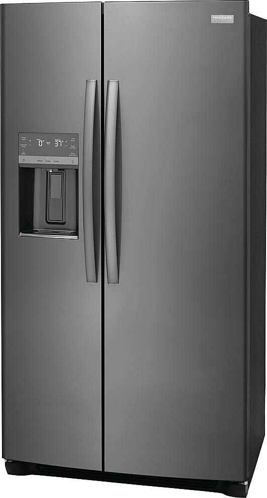 Left. Frigidaire - Gallery 25.6 Cu. Ft. Side-by-Side Refrigerator - Smudge-Proof® Black Stainless Steel.