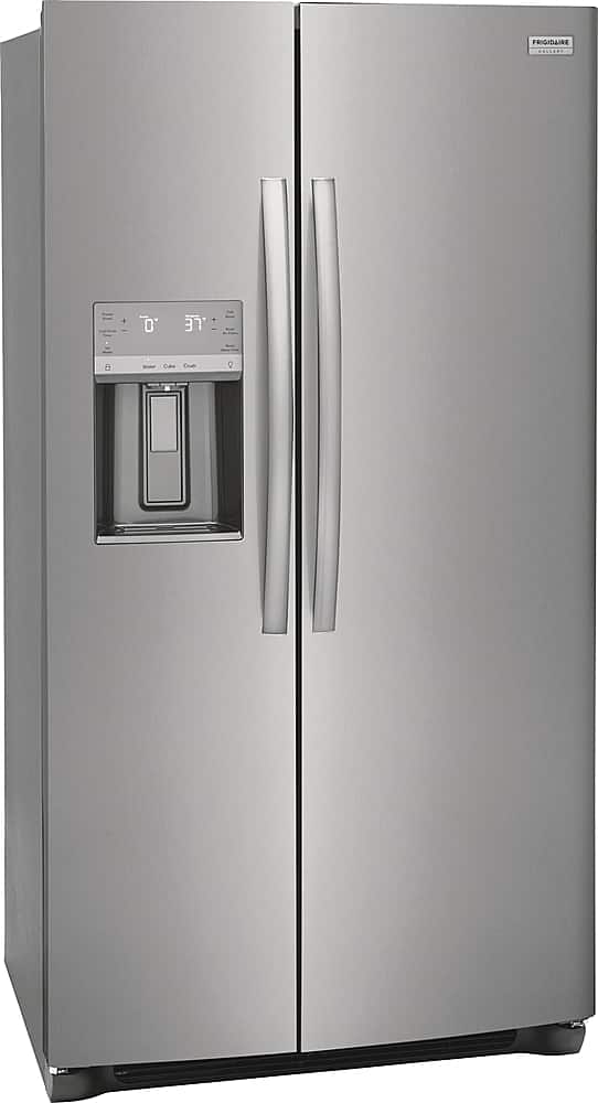 Angle. Frigidaire - Gallery 25.6 Cu. Ft. Side-by-Side Refrigerator - Smudge-Proof® Stainless Steel.