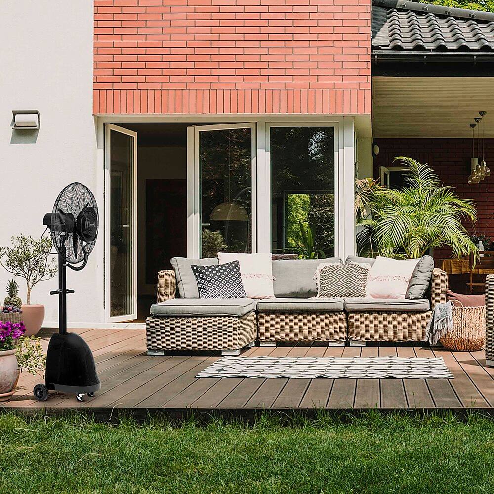 Alt View 14. NewAir - 7500 CFM Pedestal Misting Fan with Adjustable Mist Settings - Black.