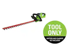 Front. Greenworks - 24-Volt 22-Inch Cordless Hedge Trimmer (Battery Not Included) - Black/Green.