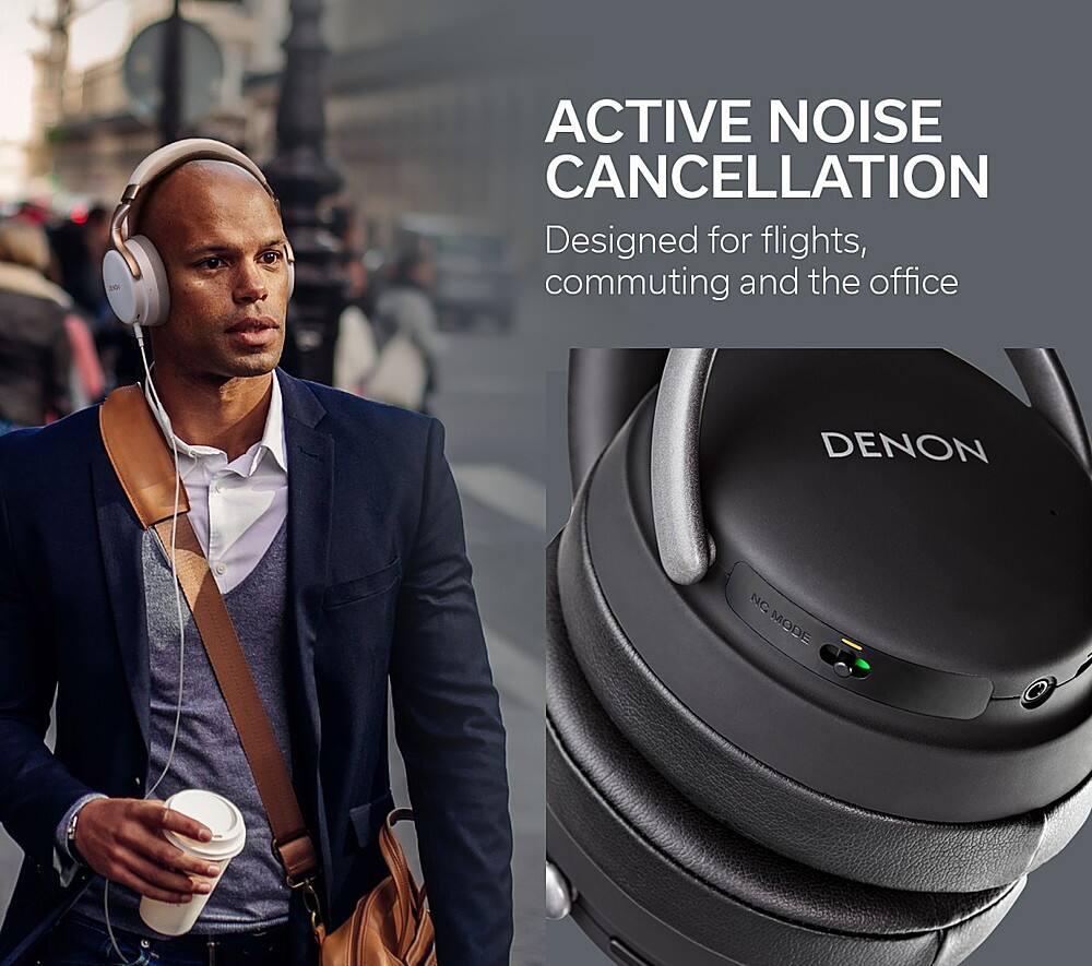 Alt View 15. Denon Electronics - Wired Noise-Cancelling Headphones, Up to 30 Hrs of Noise Cancellation, Auto-Standby Mode - White.