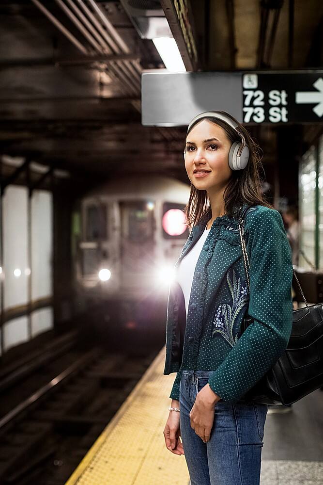 Alt View 17. Denon Electronics - Wireless Noise-Cancelling Headphones, Up to 20 hours of Bluetooth and Noise Cancelling - White.