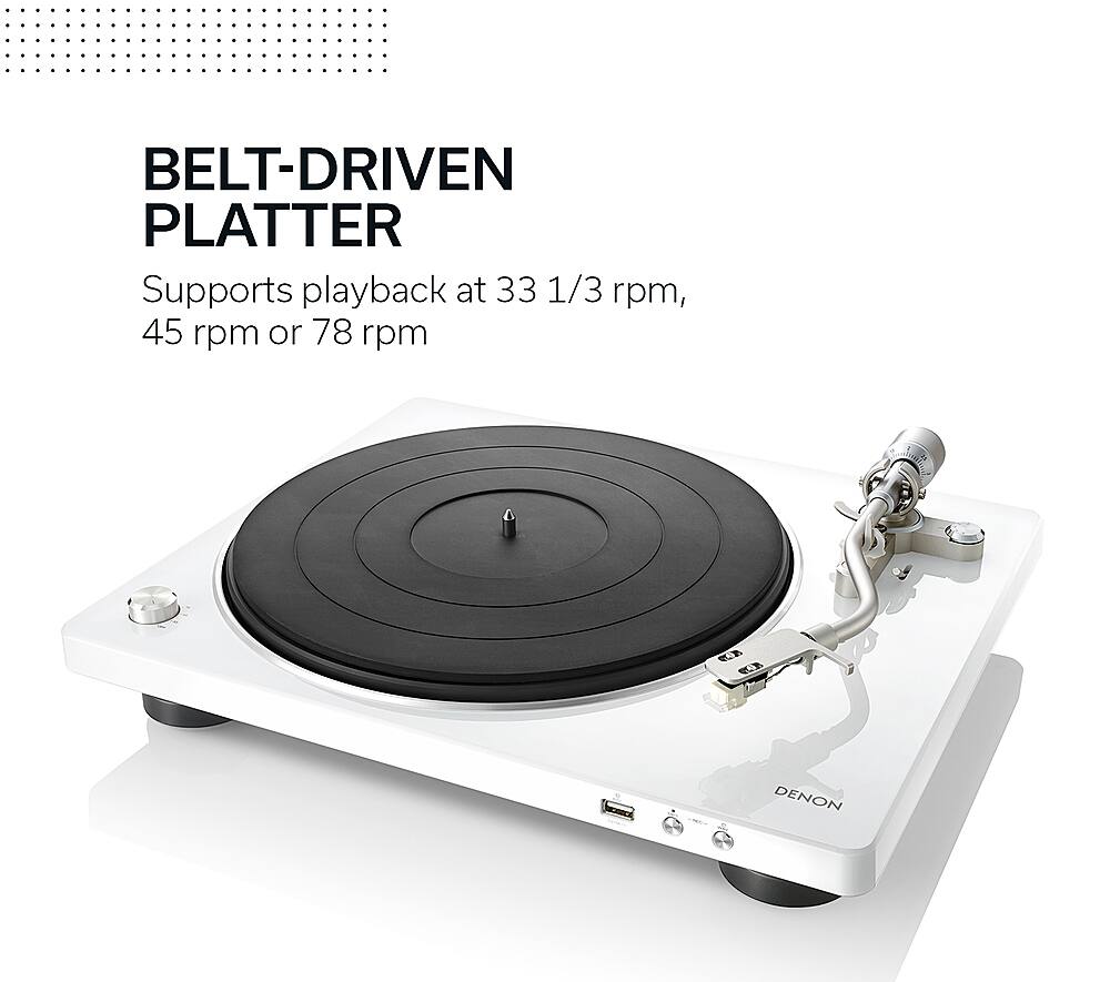 Alt View 14. Denon - Semi-Automatic Analog Turntable - White.