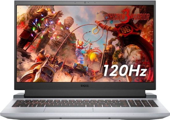 Front Zoom. Dell - G15 15.6" FHD Gaming Laptop  - AMD Ryzen 5 - 8GB Memory - NVIDIA GeForce RTX 3050 Graphics - 512GB Solid State Drive - Phantom Grey, with speckles.