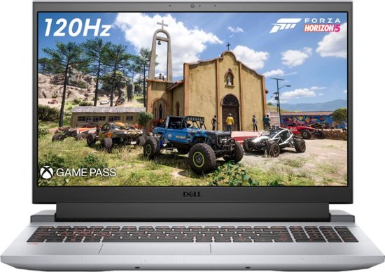Front Zoom. Dell - G15 15.6" FHD Gaming Laptop  - AMD Ryzen 7  - 8GB Memory - NVIDIA GeForce RTX 3050 Ti Graphics - 512GB Solid State Drive - Phantom Grey, with speckles.