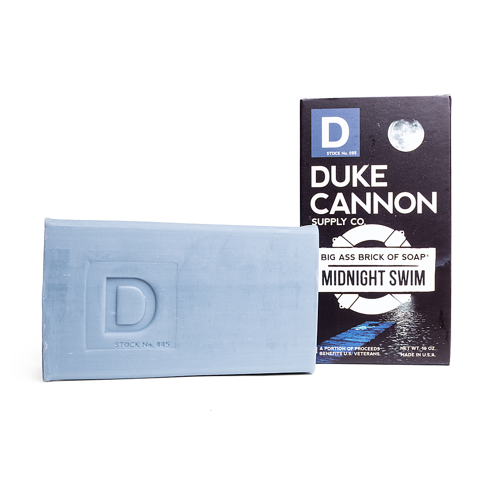 Left View: Duke Cannon - Big Ass Brick of Soap - Midnight Swim - Blue