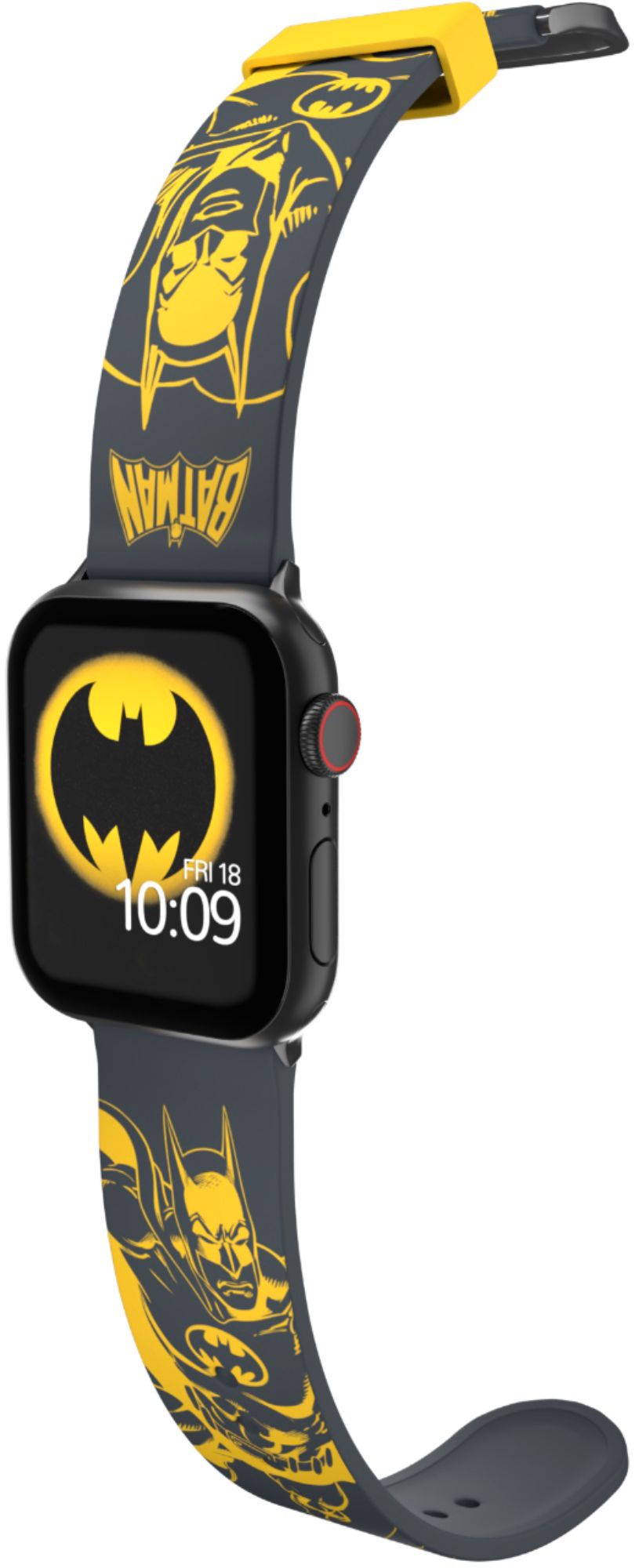 Left View: MobyFox - DC Comics - Batman Bold Retro Apple Watch Band - Compatible with Apple Watch – Fits 38mm, 40mm, 42mm and 44mm