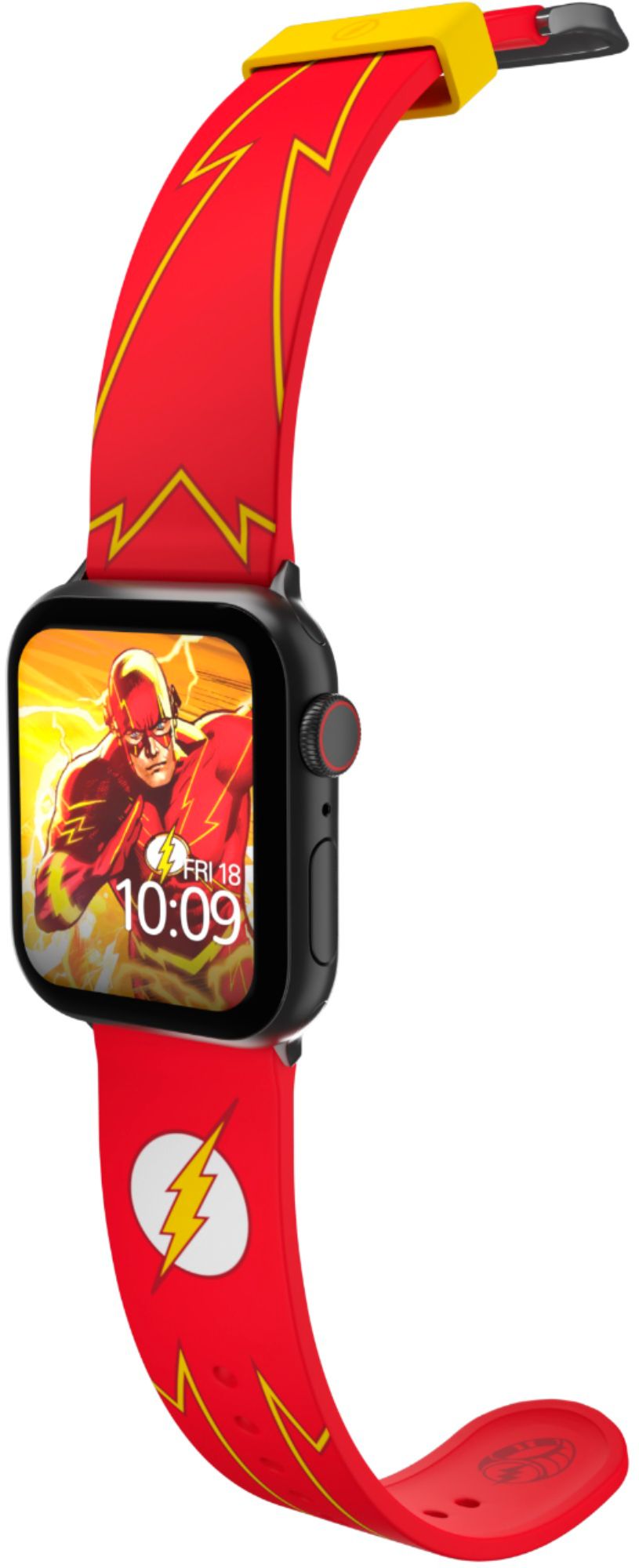 Left View: MobyFox - DC Comics – The Flash Tactical Smartwatch Band – Compatible with Apple Watch – Fits 38mm, 40mm, 42mm and 44mm