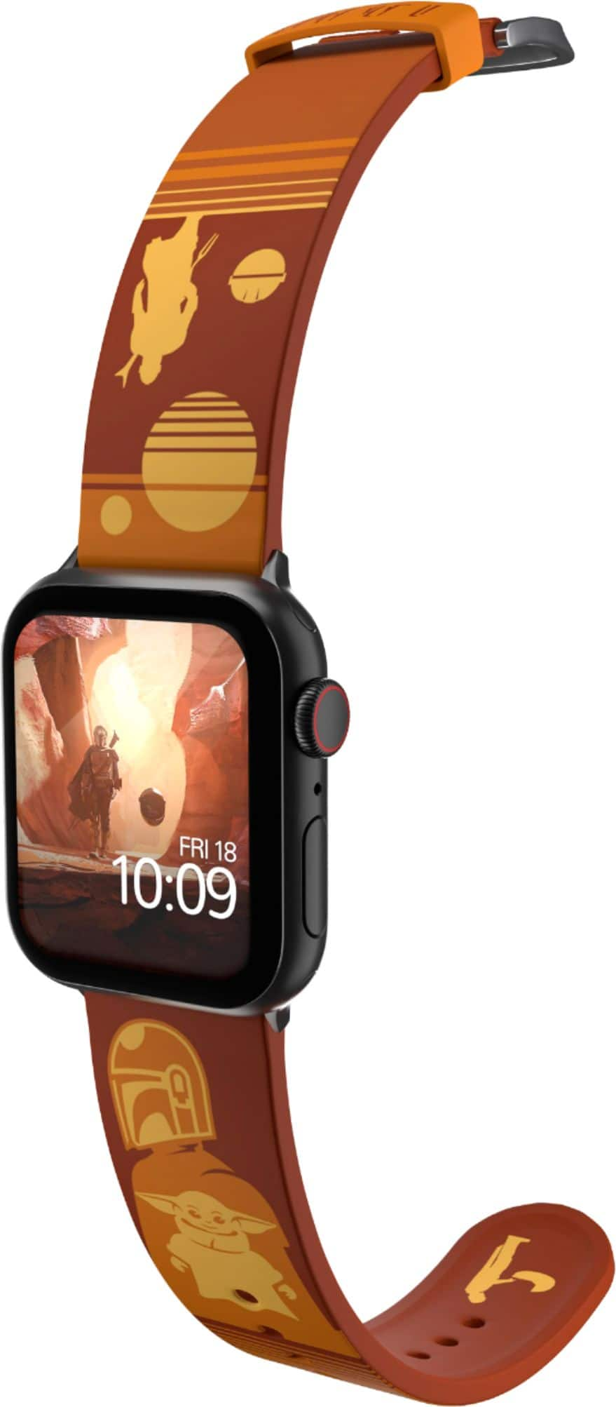 Left View: MobyFox - Star Wars The Mandalorian - Desert Partners Smartwatch Band – Compatible with Apple Watch – Fits 38mm, 40mm, 42mm & 44mm