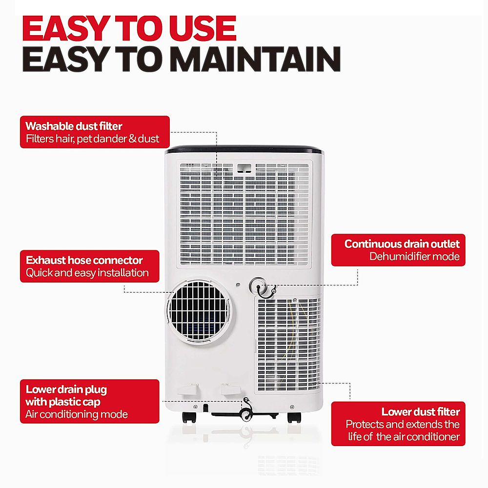 Left View: Honeywell - 350 Sq. Ft Portable Air Conditioner with Dehumidifier & Fan - White