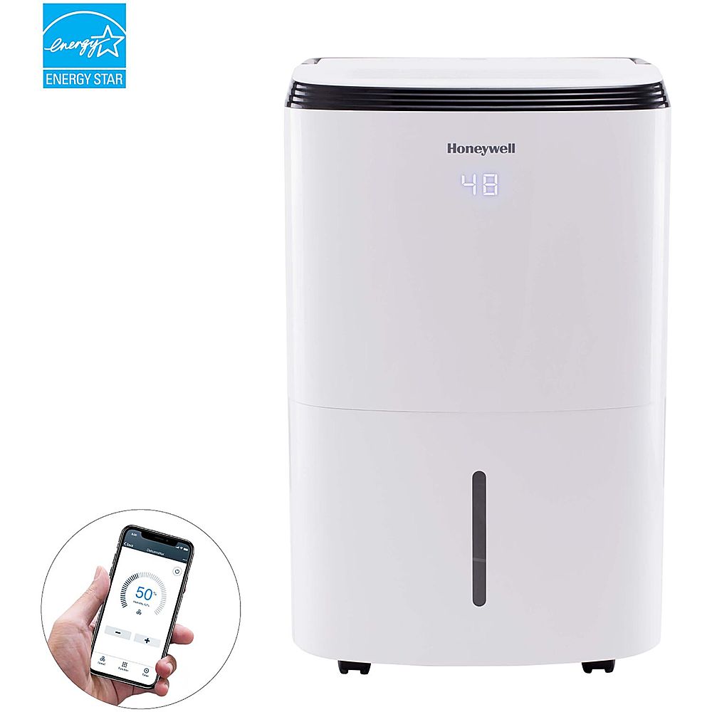 Honeywell - Smart Wi-Fi Energy Star Dehumidifier for Basement & Small Room Up to 1000 Sq. Ft. - White