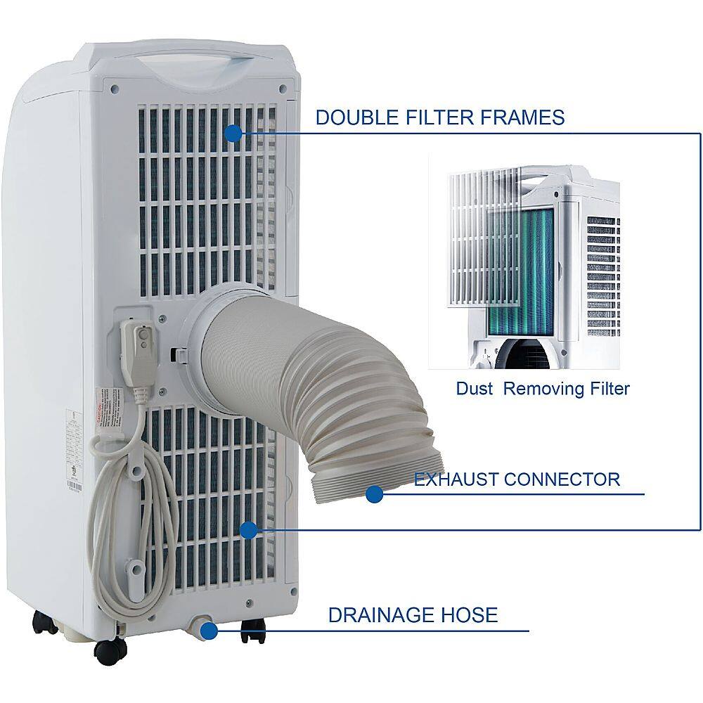 Airemax Portable Air Conditioner With Remote Control For Rooms Up To 400 Sq Ft White Apa112c Best Buy