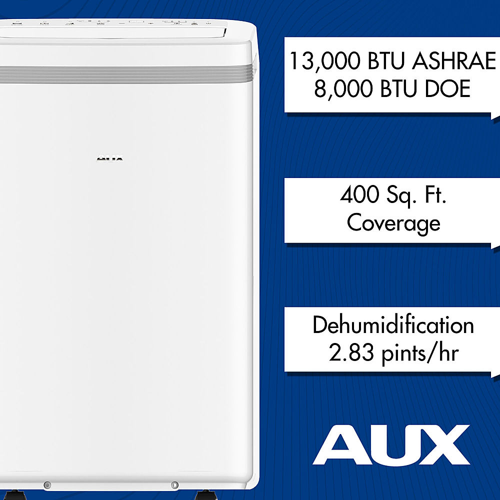 Angle View: AuxAC - 350 Sq. Ft Portable Air Conditioner and 7,600 BTU Heater - White