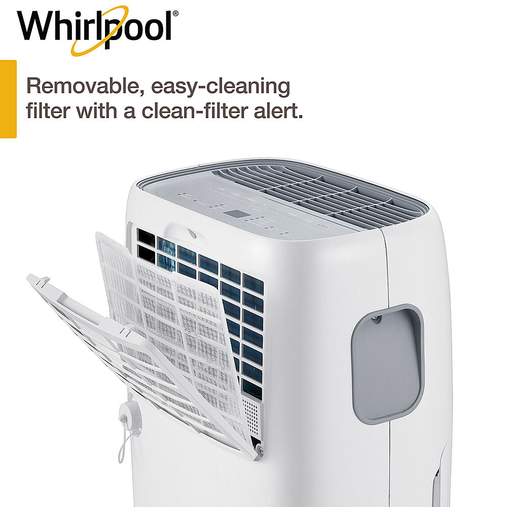 Left View: Whirlpool - 50 Pint Dehumidifier with Pump - White