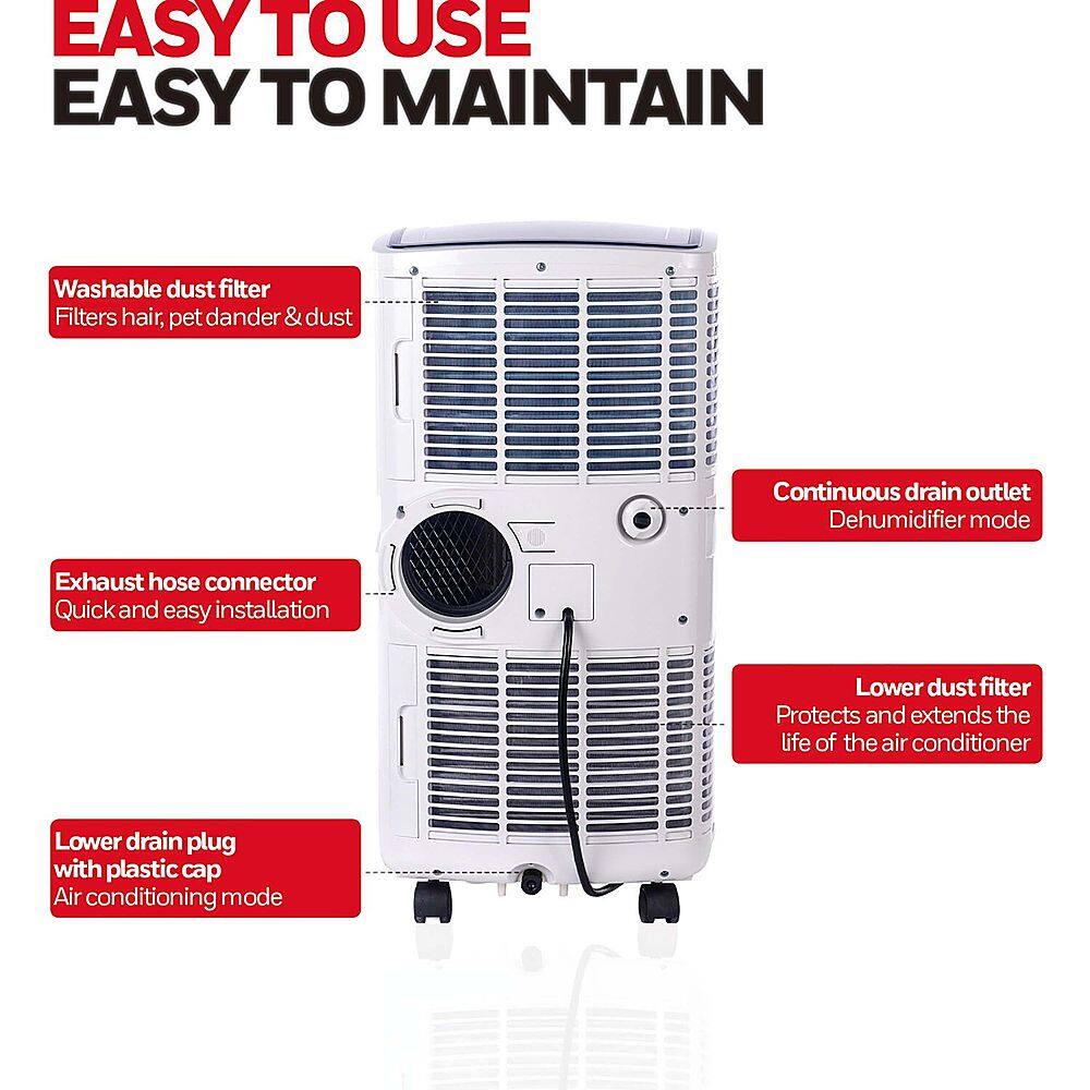 Left View: Honeywell - 9,100 BTU (ASHRAE)/6,100 BTU (SACC) Portable Air Conditioner - White/Silver