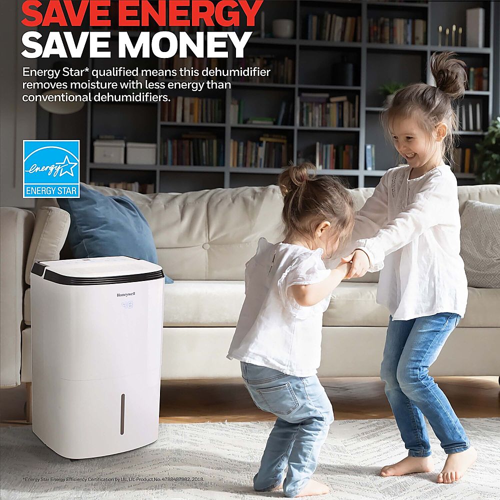 Angle View: Honeywell - Smart WiFi Energy Star Dehumidifier for Basements & Rooms Up to 3000 Sq.Ft. with Alexa Voice Control & Anti-Spill Design - White