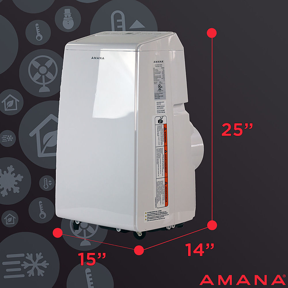 Angle View: Amana - 8000 BTU Portable AC | For Rooms up to 300 Sq.Ft. | Dehumidifer, Fan Mode | Digital Controls | Washable Filter - White