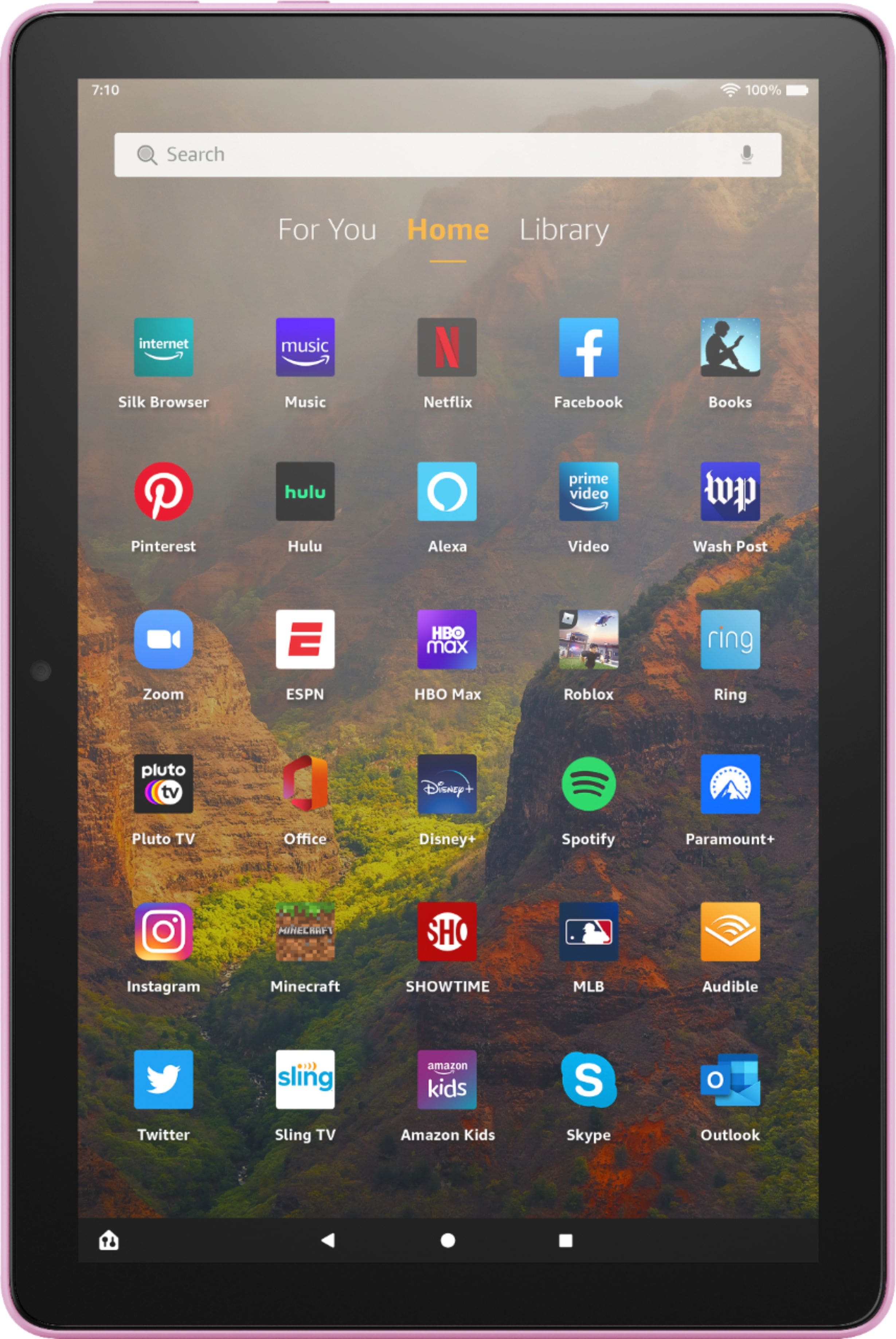 Angle. Amazon - Fire HD 10 – 10.1” – Tablet – 64 GB - Lavender.