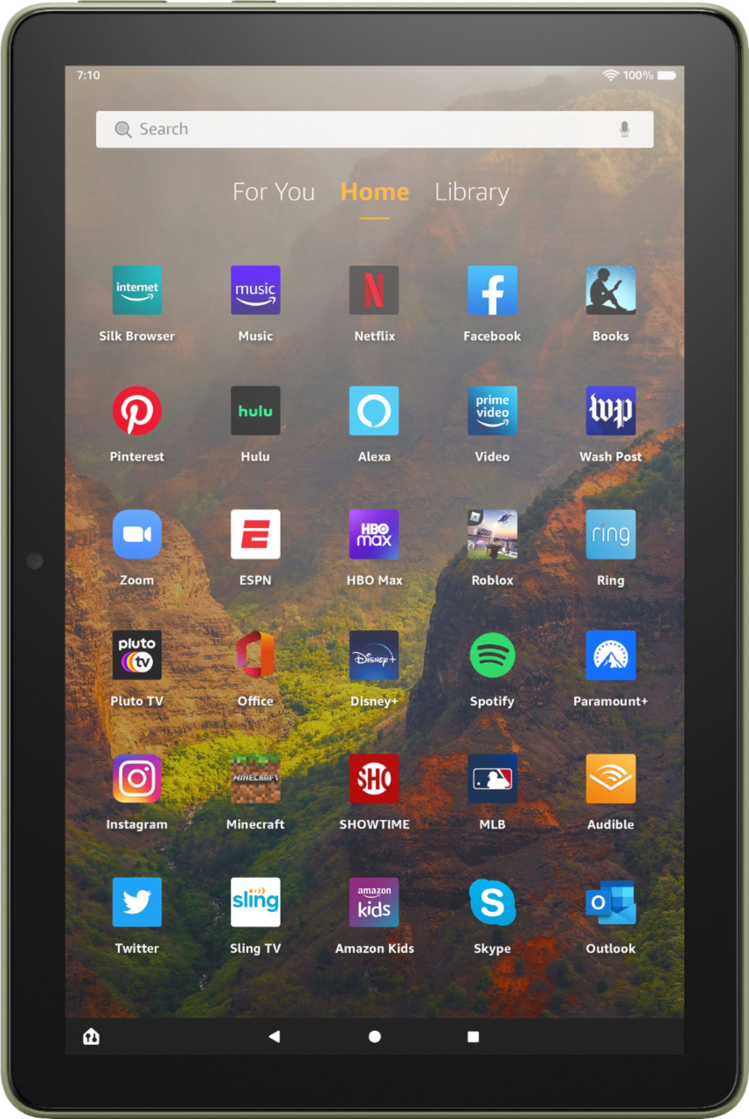 Angle. Amazon - Fire HD 10 – 10.1” – Tablet – 64 GB - Olive.