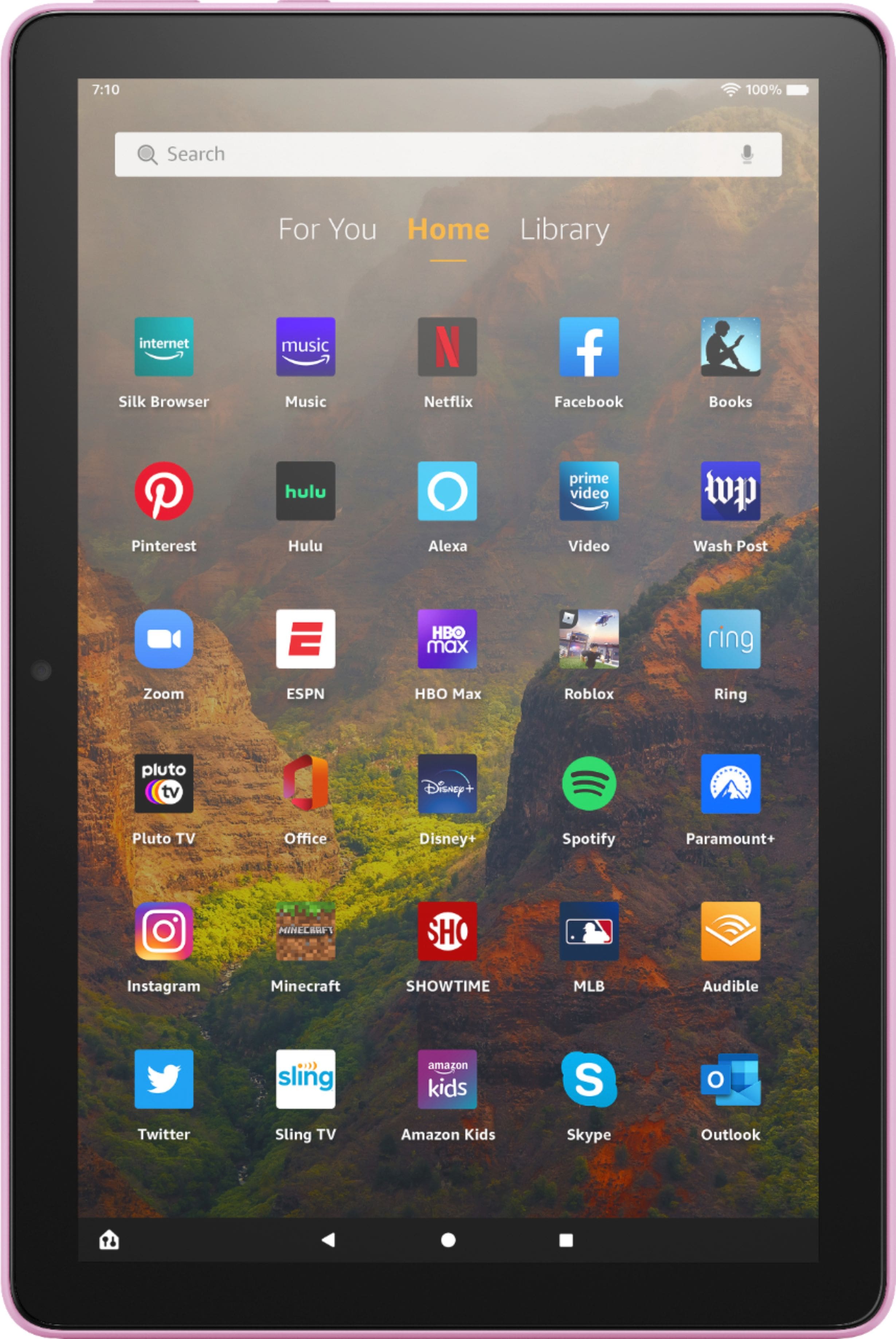 Angle. Amazon - Fire HD 10 – 10.1” – Tablet – 32 GB - Lavender.