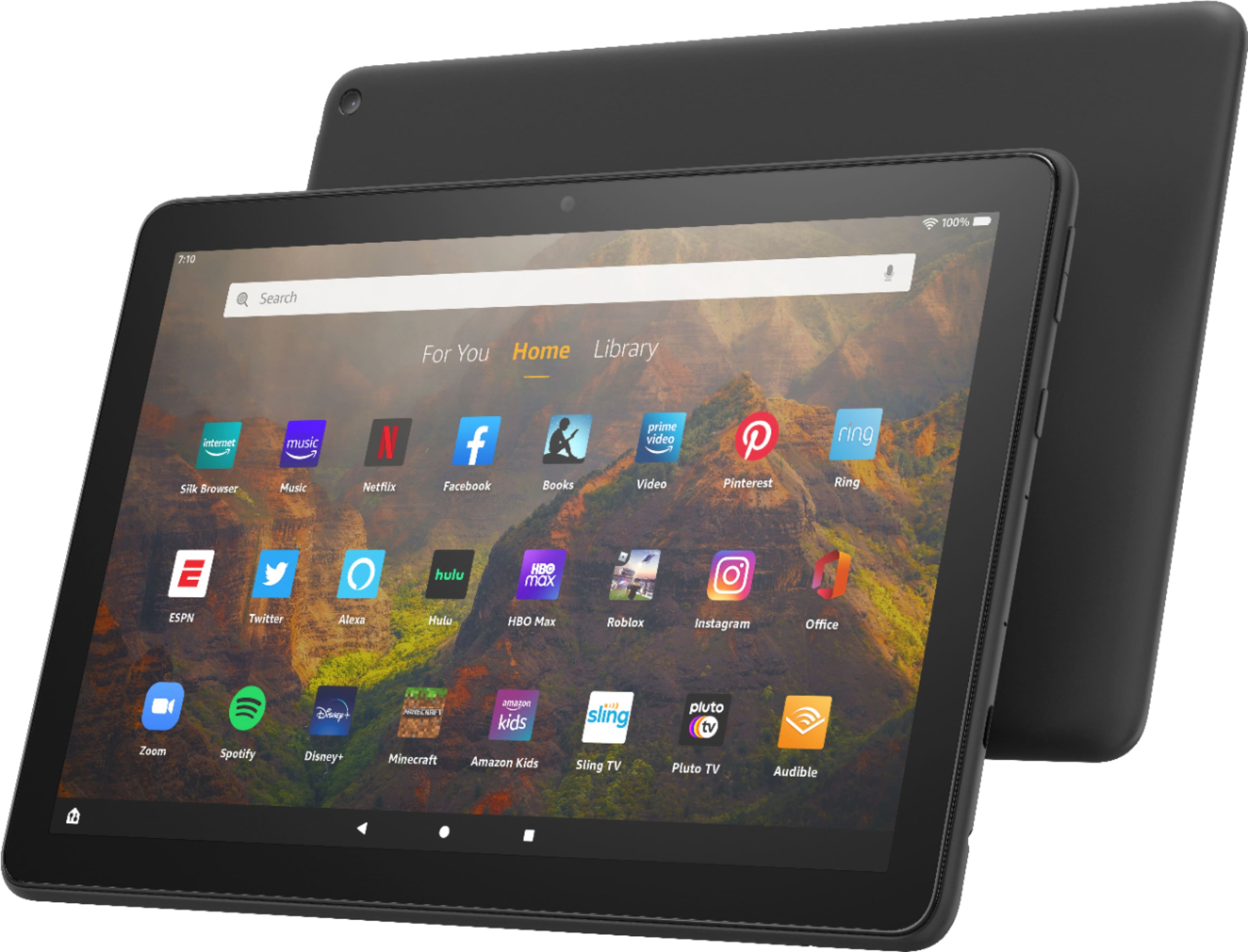 Left. Amazon - Fire HD 10 – 10.1” – Tablet – 64 GB - Black.